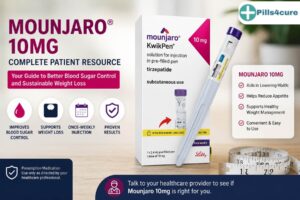 Mounjaro 10mg KwikPen for Type 2 diabetes treatment and weekly blood sugar management.