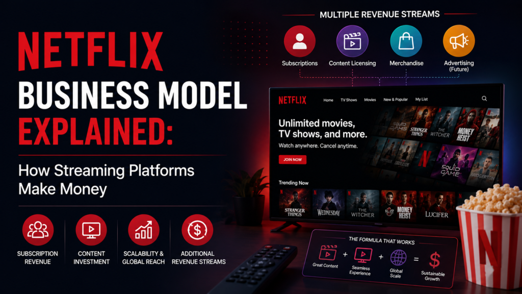Image of Netflix Business Model Explained: How Streaming Platforms Make Money