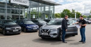 Top 10 most popular used cars in the UK at a modern used-car showroom