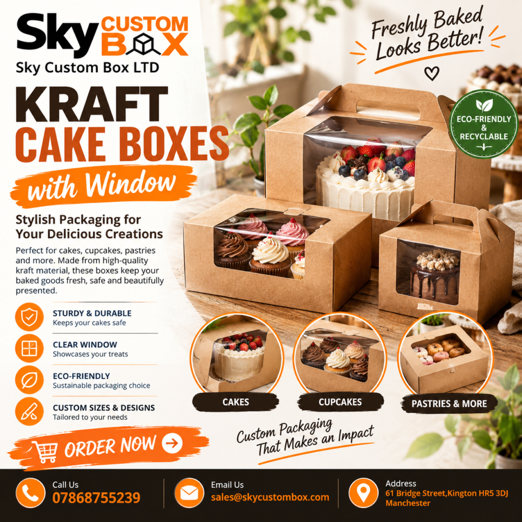 kraft tray bake box with window